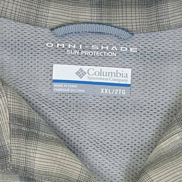 Columbia Mens Button Down Shirt Omni Shade Tan Plaid Short Sleeve Size XXL - Picture 6 of 8